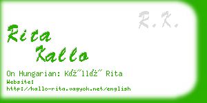 rita kallo business card